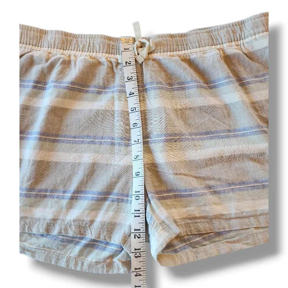 Patagonia Striped Drawstring Hemp Blend Cream And Tan Shorts XL